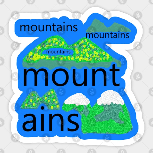 mountains, typography mountains patterns, oil painting Sticker by zzzozzo